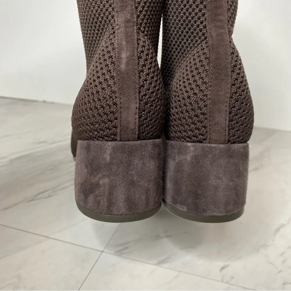 Eileen Fisher Honey Brown Knit Stretch Bootie 5